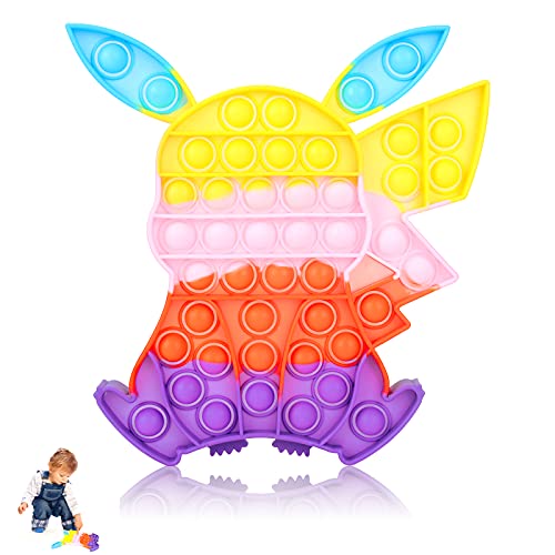 Sinwind Juguete sensorial Burbujas Pop Sensorial Fidget Juguete Push Pop Bubble Sensory Toy Arco Iris Sensorial Figit Toy Antiestrés Juguete de Dedo, para Niños y Adultos (Pikachu)