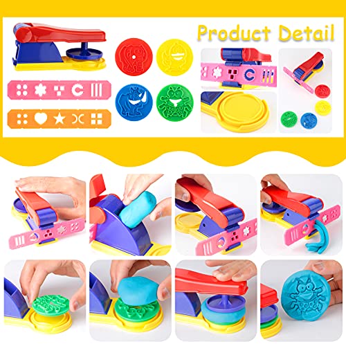 Sirecal 68 Piezas Herramientas de Plastilina Inteligentes Extrusora de Accesorios de Plastilina Cortadores de Galletas de Arcilla Plástico Masa Kits para niños