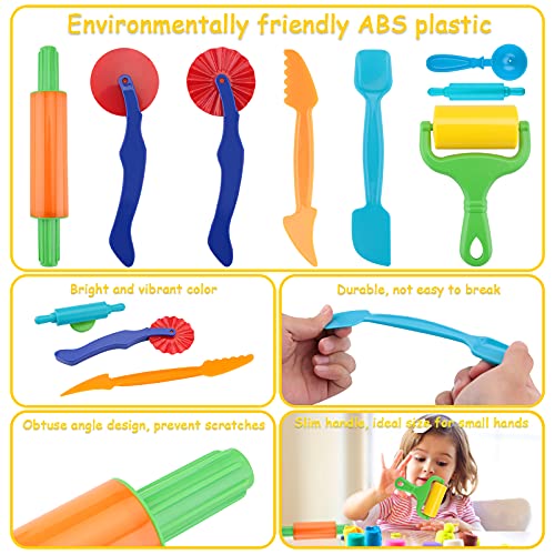 Sirecal 68 Piezas Herramientas de Plastilina Inteligentes Extrusora de Accesorios de Plastilina Cortadores de Galletas de Arcilla Plástico Masa Kits para niños