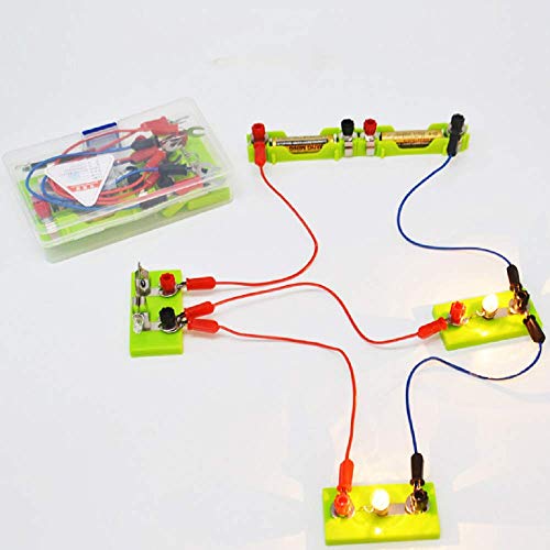 SJUNJIE Circuito Eléctrico Kit Ciencias Laboratorio de Física Kit Aprendizaje Básico de Circuitos Experimento de Electricidad Bombilla Interruptor Conductor Línea