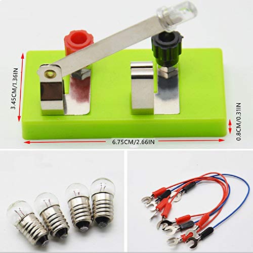 SJUNJIE Circuito Eléctrico Kit Ciencias Laboratorio de Física Kit Aprendizaje Básico de Circuitos Experimento de Electricidad Bombilla Interruptor Conductor Línea