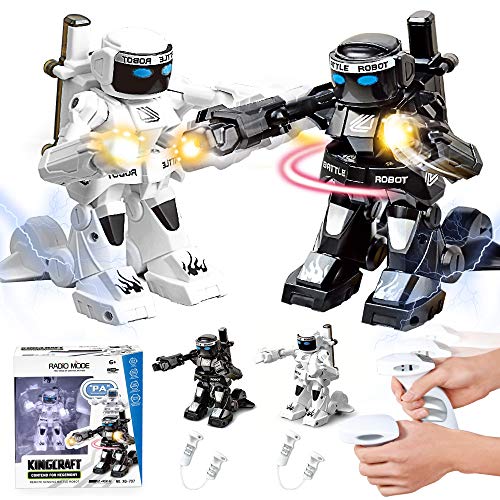 SKAJOWID RC Battle Boxing Robot/Juguetes, Control Remoto 2.4G Robot de Lucha humanoide, Iluminación LED y Efectos de Sonido contra Robots, Dos joysticks de Control Real Boxing Fight Experience,Blanco