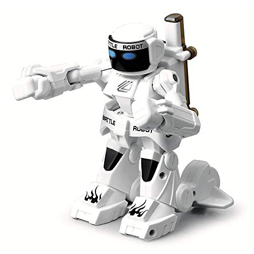 SKAJOWID RC Battle Boxing Robot/Juguetes, Control Remoto 2.4G Robot de Lucha humanoide, Iluminación LED y Efectos de Sonido contra Robots, Dos joysticks de Control Real Boxing Fight Experience,Blanco