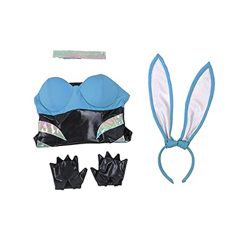 SKTE Disfraz De Cosplay De Akali LOL KDA Akali Sexy Bunny Girl Disfraces De Halloween Lindo Mono De Orejas De Conejo Cool Sweet Girl Nuevo Conjunto (Color : As Shown, Size : L-XL)