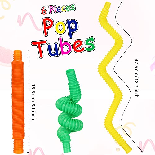 Skylety 8 Piezas Mini Juguetes Sensoriales de Pop Tubos, Juguetes Sensoriales de Tubo Elástico de Colores, Juguetes de Tubo Pop Fidget para Favor de Fiesta para Aliviar Estrés