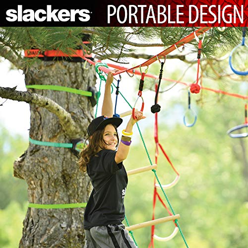 Slackers- SLA.788M Line Starter Set 2021, Pista Colgante Metros, Juego Completo de 11 Piezas, se Puede Usar como Slackline, Incluye 7 Obstáculos, Entrena como un Ninja, 980024, Color