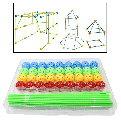 SM SunniMix Kit de construcción Fuerte para niños, construcción de Fuertes de Aire, Juguetes de construcción, Tienda de Trabajo, Bolas de construcción, Varillas,