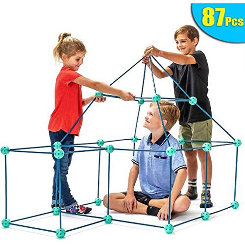 SM SunniMix Kit de construcción Fuerte para niños, construcción de Fuertes de Aire, Juguetes de construcción, Tienda de Trabajo, Bolas de construcción, Varillas,