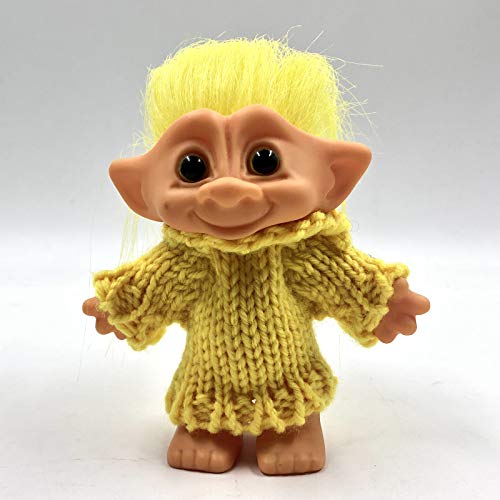 SM SunniMix Trolls Doll Cake Topper con Pelo Y Ropa, Trolls Figuras de Acción Pastel de Cumpleaños Cupcake Topper, Figuras de Trolls Juguetes, Troll Cake DEC - Cabello Amarillo