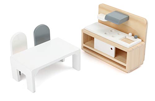 Small Foot Company-11414 Set Completo de Muebles para la casa de muñecas, de Madera, Sala, Cocina, Dormitorio y baño, a Partir de 3 años Juguetes, Multicolor (11414)