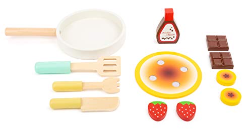 small foot company- Set para Cocina Infantil Pancakes,con sartén,espátula, Cuchillo y Tenedor, así como Ingredientes, a Partir de los 3 años Juguetes, Multicolor (11467)