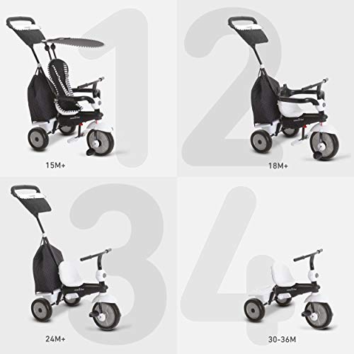 smarTrike Glow Touch Steering 6952400 - Triciclo 4 en 1, Color Negro y Blanco