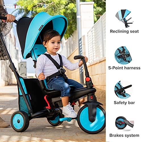 smarTrike STR3 Triciclo Plegable con Carrito Certificado para niños de 1,2,3 años, Triciclo multietapa 6 en 1, Azul