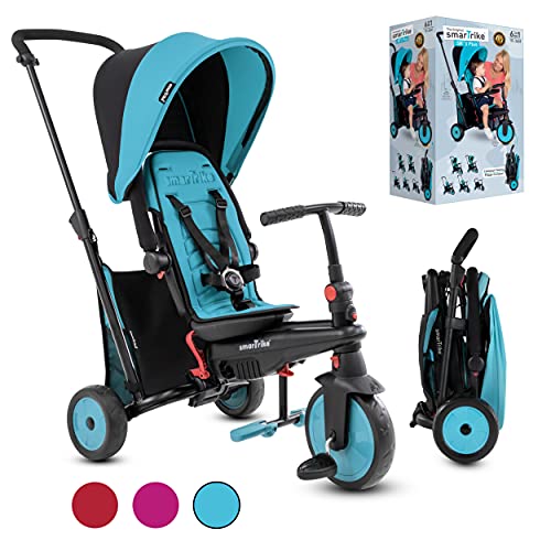 smarTrike STR3 Triciclo Plegable con Carrito Certificado para niños de 1,2,3 años, Triciclo multietapa 6 en 1, Azul