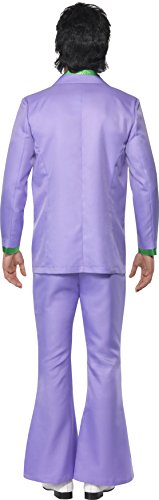 Smiffy'S 39426L Disfraz De Traje Lavanda De Los 70 Chaqueta Con Camisa Postiza, Chaleco Y Pantalones, Púrpura, L - Tamaño 42"-44"