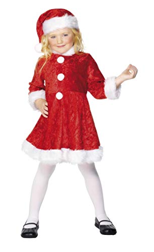 Smiffys- Disfraz de Mini Miss Santa, Rojo, con Vestido y Gorro, Color, M - Edad 7-9 años (Smiffy'S 29181M)