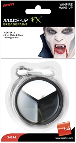 Smiffy's Smiffys-24394 Halloween Kit de maquillaje de vampiro, Colores gris y blanco, con aplicador, ninguna, No es applicable 24394