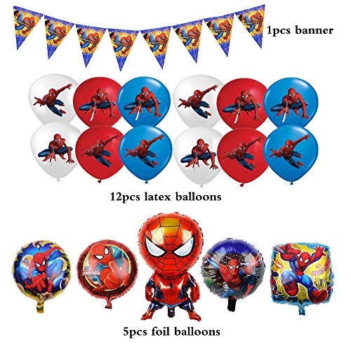 smileh Decoracion Cumpleaños Spiderman Globos Pancarta Globos de Papel de Spider Man para Niños Suministros de Fiesta de cumpleaños decoración