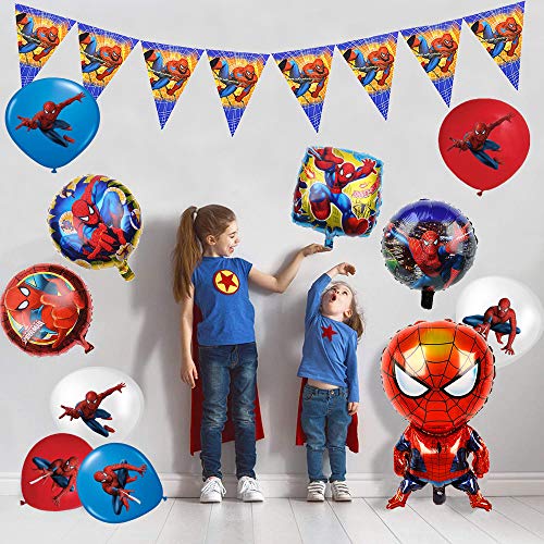 smileh Decoracion Cumpleaños Spiderman Globos Pancarta Globos de Papel de Spider Man para Niños Suministros de Fiesta de cumpleaños decoración