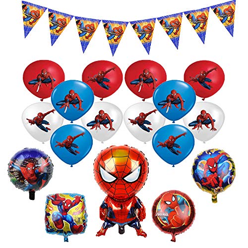 smileh Decoracion Cumpleaños Spiderman Globos Pancarta Globos de Papel de Spider Man para Niños Suministros de Fiesta de cumpleaños decoración