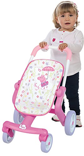 Smoby 251206 Sillita Peppa Pig Pop Pram , Adecuada para Muñecos hasta 42 cm, Altura del Mango: 54 cm, Dimensiones del Producto (LxAnxAl): 45 x 37,5 x 53,5 cm, para Niños a Partir de 18 Meses