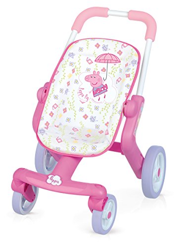 Smoby 251206 Sillita Peppa Pig Pop Pram , Adecuada para Muñecos hasta 42 cm, Altura del Mango: 54 cm, Dimensiones del Producto (LxAnxAl): 45 x 37,5 x 53,5 cm, para Niños a Partir de 18 Meses