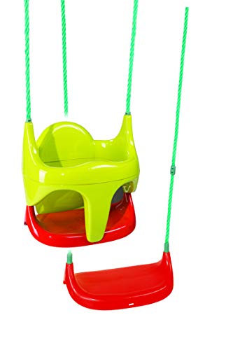 Smoby-310194 Silla Columpio Bebé evolutiva 2 en 1, Color Rojo, Amarillo, Simba Toys 310194