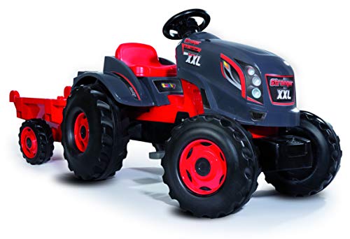 Smoby 710200 Stronger XXL Tractor a pedales con remolque, Rojo