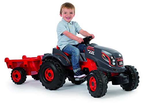 Smoby 710200 Stronger XXL Tractor a pedales con remolque, Rojo