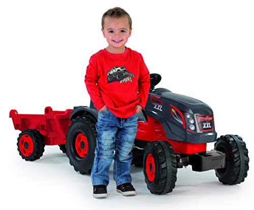 Smoby 710200 Stronger XXL Tractor a pedales con remolque, Rojo