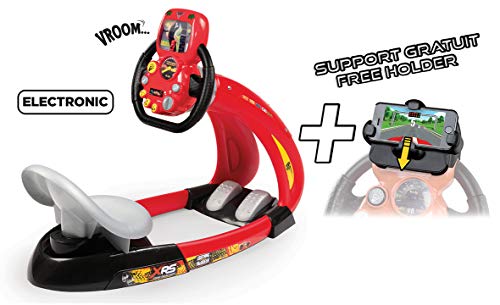 Smoby - Cars XRS - V8 Driver + Soporte para Smartphone - Simulador de conducción Infantil - Volante electrónico - Sons y Luces - 370215