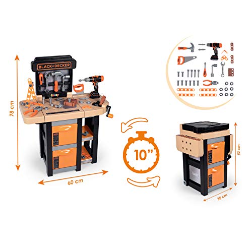 Smoby - Taller de Trabajo Plegable Black and Decker, para Niños a partir de 3 Años - 60 x 30 x 78 cm (Ancho x Fondo x Alto)