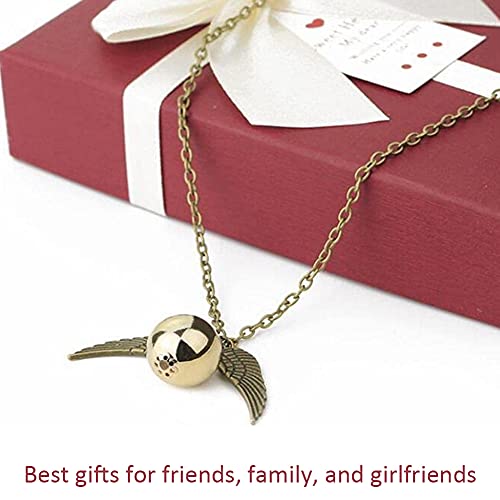 Snitch dorada,2 Harry Necklace Set, Cosplay mágico Regalo de joyería para Hombres y Mujeres Regalo Creativo, para Cosplay, joyería para Mujer y niña