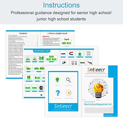 Sntieecr Kit de Circuito Eléctrico de Física Stem, Kits de Educación de Magnetismo de Electricidad Científica para Estudiantes de Secundaria Junior de Edad Exploración de Electromagnetismo