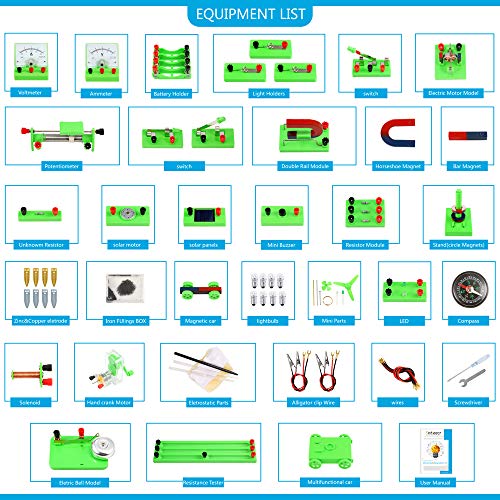 Sntieecr Kit de Circuito Eléctrico de Física Stem, Kits de Educación de Magnetismo de Electricidad Científica para Estudiantes de Secundaria Junior de Edad Exploración de Electromagnetismo