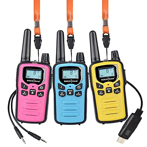 SOCOTRAN Walkie Talkie Niños, PMR446 8 Canales Walkie Talkies Adultos Larga Distancia 3 Miles con Recargable USB LCD Pantalla Función VOX 10 Tonos Teclado Volumen Ajustable Regalo Juguete para Niñas