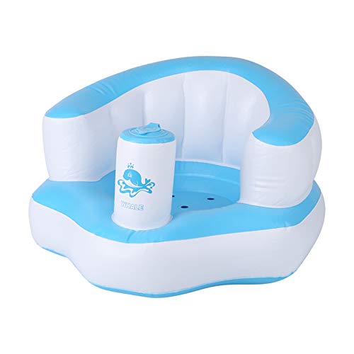 Sofá Inflable de la Silla de los niños Lindos Construido en el Asiento de baño de la Bomba Sofá portátil del Juego del bebé Regalo Maravilloso para los niños(Azul)