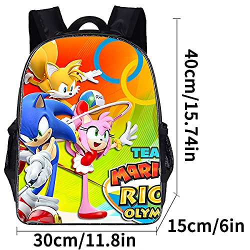 Sonic Mochila Escolar Sonic The Hedgehog mochila de viaje,Mochila Ligera para Niños para Estudiantes de Primaria Infantil para Colegio Viajes, Regalos para Niñas y Adolescentes