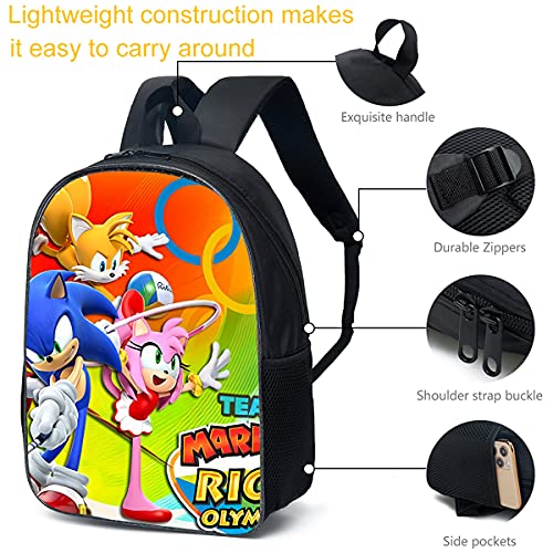 Sonic Mochila Escolar Sonic The Hedgehog mochila de viaje,Mochila Ligera para Niños para Estudiantes de Primaria Infantil para Colegio Viajes, Regalos para Niñas y Adolescentes