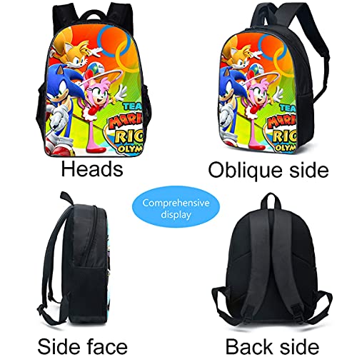 Sonic Mochila Escolar Sonic The Hedgehog mochila de viaje,Mochila Ligera para Niños para Estudiantes de Primaria Infantil para Colegio Viajes, Regalos para Niñas y Adolescentes