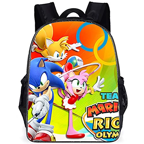 Sonic Mochila Escolar Sonic The Hedgehog mochila de viaje,Mochila Ligera para Niños para Estudiantes de Primaria Infantil para Colegio Viajes, Regalos para Niñas y Adolescentes