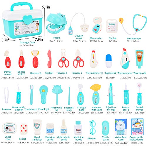 Sotodik Maletin Medicos Juguete Kit 43 Piezas Doctor Juego Accesorios, Doctora y Dentista 2en1 Clínica, Juego de rol Doctora Juguetes, Educación Juegos para Nino, Regalo para Niños Niña