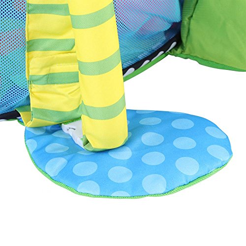 SOULONG Mantita de Juego cantarín 2 en 1, Manta y Gimnasio de Aprendizaje para bebé,Panel extraíble, Multicolor,con Rejilla Protectora Malla Multicolor Pelotas Juguete(Tortuga)