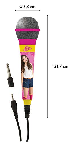 Soy Luna Micrófono con Adaptador, 100% Disney (Lexibook MIC100SL), color rosa/amarillo