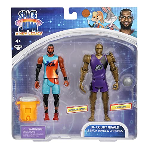 Space Jam 2: Un Nuevo Legado Oficial Coleccionable 5 Pulgadas articulada Figura de acción Paquete 2: Lebron James y Chonos con Accesorios de Baloncesto y Enfriador de Agua