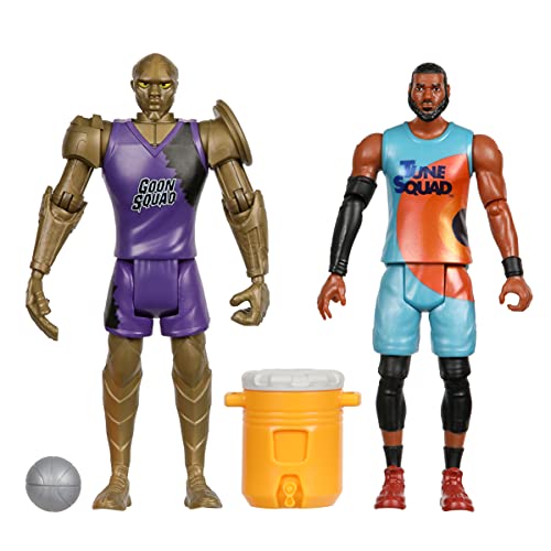 Space Jam 2: Un Nuevo Legado Oficial Coleccionable 5 Pulgadas articulada Figura de acción Paquete 2: Lebron James y Chonos con Accesorios de Baloncesto y Enfriador de Agua