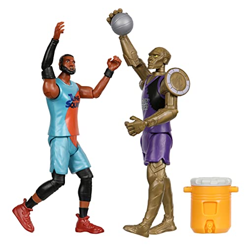 Space Jam 2: Un Nuevo Legado Oficial Coleccionable 5 Pulgadas articulada Figura de acción Paquete 2: Lebron James y Chonos con Accesorios de Baloncesto y Enfriador de Agua