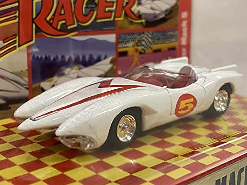 Speed Racer Mach 5 Five White con pantalla de lata coleccionable Speed Racer 1/64 modelo fundido a troquel de Johnny Lightning JLDR015-JLSP120