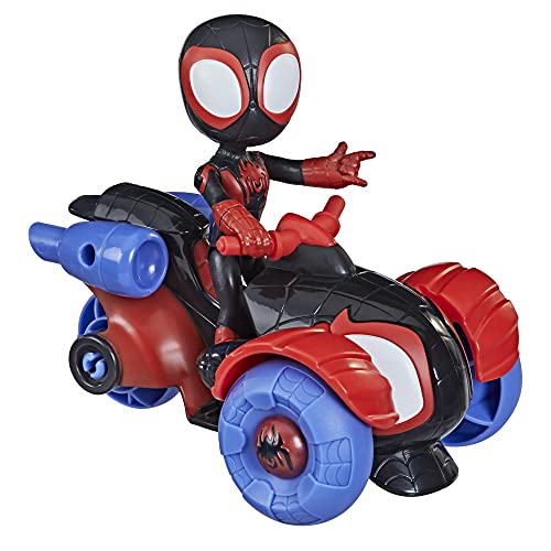 SPIDEY AND HIS AMAZING FRIENDS Figura de acción de Miles Morales y vehículo coche-tecno de Marvel, para niños a partir de 3 años, F1941