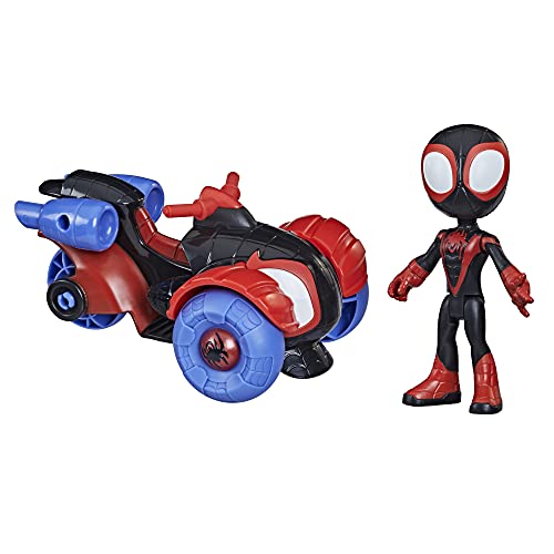 SPIDEY AND HIS AMAZING FRIENDS Figura de acción de Miles Morales y vehículo coche-tecno de Marvel, para niños a partir de 3 años, F1941